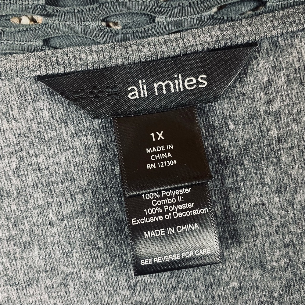 Ali Miles Tunic 1X All In One Gray Floral Draped Whimsigoth Mori Kei  T234 - Picture 9 of 14